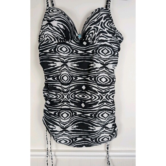 Spanx Assets Push Up Underwire One Piece Ruched Sides #1538 Swim Tankini Large - Picture 1 of 14